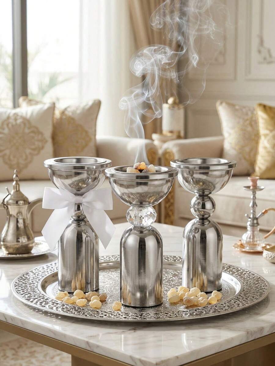 Lư hương pha lê kim loại trang nhã, lư hương cao cấp, lư hương truyền thống, lư hương chịu nhiệt và bền bỉ, kết hợp với chất liệu gỗ.