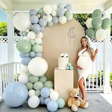 Winrayk Ensemble de 111 pièces d'arches de ballons gris-bleu vert sauge, avec des ballons bleu macaron, vert clair de lune et blanc crépuscule. Convient pour les baby showers, les fêtes de mariage, les anniversaires de mariage et les décorations de fête d'anniversaire. - Voir 2