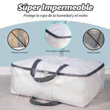 Piezas Bolsas de Almacenamiento Transparentes de 75L con Asas PVC Plegable Impermeable y de Alta Resistencia para Guardar Ropa Organizador de Cobijas Edredones Sábanas y Mudanza 60 x 5 x 50cm - 2 - Ver 5