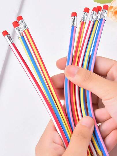 5/10/20/50 pièces Crayons flexibles, crayons souples magiques pliables, crayons souples multicolores amusants avec gommes, parfaits pour les cadeaux, les anniversaires, les fêtes, les fêtes de Noël, les remplisseurs de sacs cadeaux, convenant comme cadeaux pour la rentrée scolaire, Halloween, l'automne, Noël (>12 couleurs)