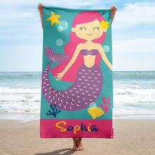 Personalized Children's Beach Towel, Custom Letter Combination And Fun Beach Pattern Design, Exclusive For Children, Girls, Boys, Adults, Quick Drying Custom Towel, Suitable For Beach, Pool, Bathroom, Exclusive Gift - Multicolor - View 11