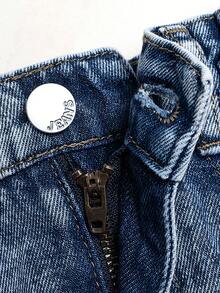 Young Girl's Sweet & Cute Light Wash Denim Bow Decor Hip-Covering Skirt, Fashionable Elastic Waist, Suitable For All Seasons - Light Wash - View 5