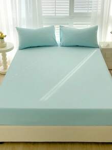 Camel Brushed Soft & Comfortable 3 PiecesBed Sheet Set - Cadet Blue - View 3