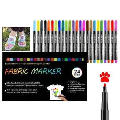 24/20/10 Kleur Textielmarkerset - Textieldecoratieset - Permanent textielpigment, geschikt voor T-shirts, tassen, textiel, canvas, schoenen, kussenslopen, enz.