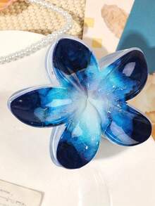 1/2个蓝色UV印花鸡蛋花发爪夹，时尚百搭的紫薇花发爪发饰 - 彩色 - 查看 2