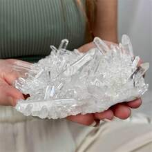 1pc Enchanting Free Standing Freeform Clear Quartz Crystal Cluster - Romantic Tabletop Decor For Office & Coffee Room, Ideal Home Decoration & Unique Gift, Perfect Holiday Present, Romantic Table Decor | Natural Crystal Cluster | Detailed Crystal Structure, Crystal Decor - White - View 12