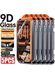 适用于 17 Pro Max、17e、16e、15、14、13、12、11、16 Pro Max、15 Pro Max Plus、X、XS Max、XR 的 5 片装全覆盖隐私屏幕保护膜，9H 钢化玻璃膜，兼容 Dynamic Island，防刮花、防指纹、兼容手机壳、防尘扬声器、防窥视，附带安装工具 - 無色 - View 37