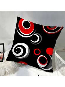 4 Pcs Abstract Red Black Pillow Covers Modern Wave Striped Cushion Covers For Couch Bedroom Decor, No Pillow Inserts - 4pcs - View 9