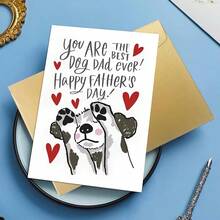 You're The Best Dog Dad! Father's Day Card, Cute Dalmatian Puppy And Heart Design - Heartfelt Greeting Card For Dog Owners, Pet Lovers, Birthday Or Father's Day Gift, Colorful Illustration With Envelope, Paw Print And "Dog Dad" Text - Dog Dad - View 6