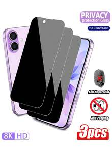 MIGAE Bộ 3 miếng dán kính cường lực bảo vệ toàn màn hình, tương thích với iPhone 17/17 Pro/17 Pro Max/17 Air/16/15/14/13/12/11 Pro/Pro Max Plus, viền đen, chống nhìn trộm. - màu đen - Xem 16