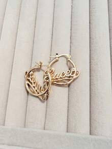 2 piezas de pendientes con forma geométrica de moda para mujeres, adecuados para uso diario y como regalo - Dorado - Ver 4