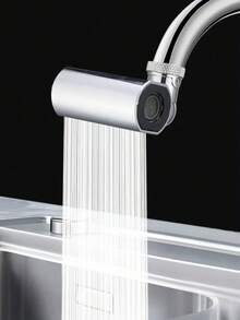 4 modos Aireador de grifo de cocina giratorio 360°, Cabezal de grifo multifunción con ahorro de agua con rociado de espuma/ducha/hoja/cascada, Cabezal de grifo universal para fregadero - plata - Ver 2