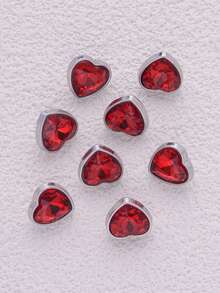 8pcs/Pack Multi-Color Metal Rhinestone Heart Shaped Small Buttons, DIY Fashion Decorative Accessories For Sweater, Coat, Shirt, Jacket, Suit, Scarf, Gift Box, Shoes, Hat, 1.2cm - Multicolor - View 12