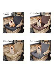 1pc Plaid Solid Color Pet Car Seat Cushion, Anti-Slip Anti-Dirty Mat For Cats And Dogs - Multicolor - View 1