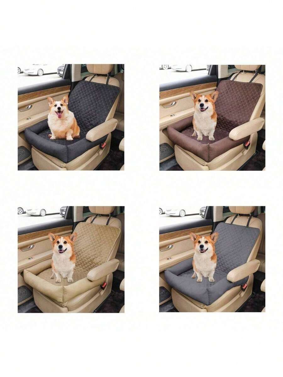 1pc Plaid Solid Color Pet Car Seat Cushion, Anti-Slip Anti-Dirty Mat For Cats And Dogs - Multicolor - View 1