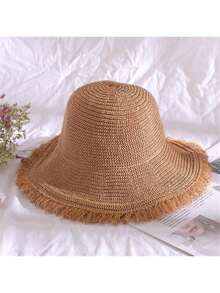 1/3pcs Women Summer Beach Sun Hat, Korean Style Wide Brim Straw Hat, Breathable Sun Protection Bucket Hat For Beach - Straw - View 17