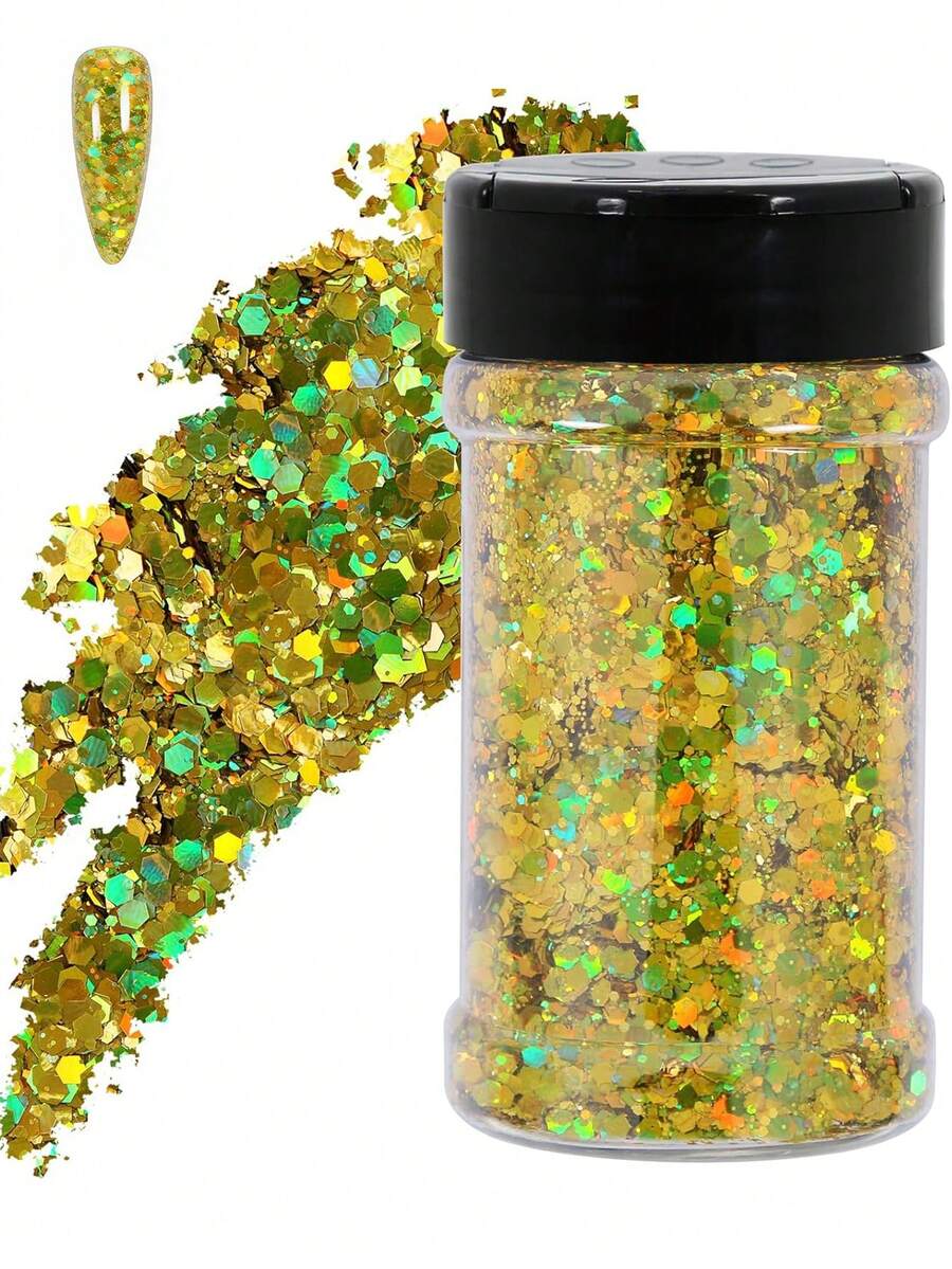 全息闪粉混合物,大块闪粉,散装,适用于树脂工艺品、化妆品艺术、节日装饰、雪球杯、工艺品、环氧树脂、节日装饰、美甲、史莱姆、母亲节礼物、毕业礼物、手工美甲贴片、度假礼物 - 綠色 - 查看 1