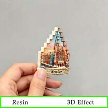 Old Town Hall & Dwarf Statue 3D Resin Fridge Magnet, Colorful Market Square Canal View, Polish Travel Souvenir, Home Decor Magnetic Sticker​ - 1PC - View 6