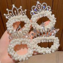 1pc Faux Pearl Crown Hair Accessory, Cute Sweet High-End Headband And Hair Ornament Ponytail Holders Hair Elastics Hair Rubber Bands Scrunchies Hair Rope - Multicolor - View 10