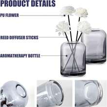 Pack 2 Difusores Aromáticos con Varillas Perfumadas 200ml,Botella difusora de Vidrio Recargable Vacía y 8 Varillas Ambientador,Recipiente de Fragancia para el Hogar Baño Decorativos (Marrón) VXEA - gris - Ver 12