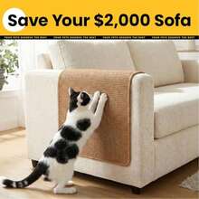 1pc Sisal Cat Scratching Pad, Wall-Mounted Durable Non-Shedding Sofa Protector, Wall- Cat Scratching Toy, Can Be Stuck Anywhere, Neat Design, Protect Sofa Safety, Made Of Durable Sisal Material - 30*60cm - View 9