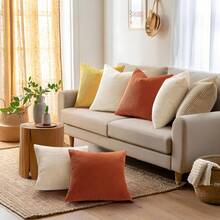 1 Peça Capa de Almofada Decorativa Boêmia, Material de Veludo Cotelê, Adequada para Almofada de Sofá/Sofá/Sala de Estar - Bege - Visão 7