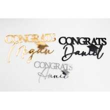 1pc "Congratulations" Acrylic Cake Topper, Graduation Cake Decor, Customizable Name, Graduation Cap Cake Decor, University Graduation Cake Decor, 2026 Cake, Birthday Party Cake Decor, Customizable, Personalized - F-graduation Name Cake Label - View 3