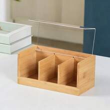 Bamboo Tea Storage Box, Tea Storage Rack, Kitchen Storage Rack, With A Transparent Acrylic Window. This Durable Wooden Tea Container Boasts A Bamboo Finish And Stackable Design. It Is A Versatile Storage Solution Suitable For Tea Bags, Instant Coffee Bags, Snacks, Stationery, And Cosmetic Samples. Boasting Classified Storage, Dustproof, Moisture-Proof, And Desktop Organization Functions, It Is Ideal For Kitchen And Daily Organization. Moreover, It Serves As A Perfect Gift For Storage Festivals, Housewarmings, And Mother's Day. - Camel - View 5