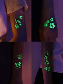 10pcs Luminous Football Temporary Tattoos, Waterproof Football Pattern Tattoo Stickers Suitable For Football Matches, Birthday Parties, Gift Bags, Christmas Stockings, Quality Tattoo Party Favors - Multicolor - View 8