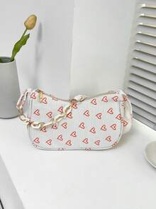 Bolso de hombro minimalista y elegante de unicolor con pliegues en forma de nube - Rojo - Ver 3