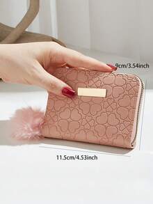 1 buah Dompet Clutch Berbentuk Hati dengan Tekstur Batu, Dompet Koin Pendek Modis dengan Hiasan Payet & Bola Bulu, Tas Tangan Lucu & Manis untuk Penggunaan Sehari-hari, Cocok Sebagai Hadiah untuk Teman - MultiWarna - View 12