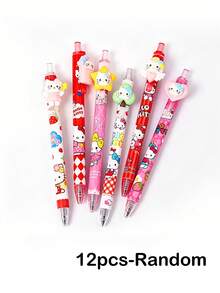 SANRIO 1支/6支装三丽鸥卡通可擦凝胶笔套装 - 0.5mm树脂吊坠可爱卡通文具 - B-立體款 - 查看 7