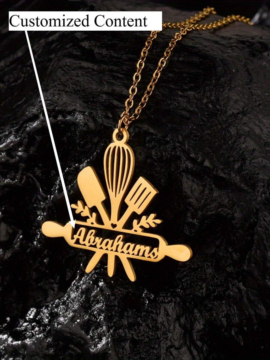 Personalized Kitchen Utensil Pendant Necklace - Custom & Crossed Utensil Design, Hip Hop Style, Suitable For Daily Wear - Multicolor - View 1