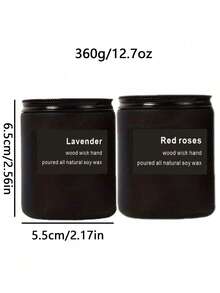 哑光黑蜡烛罐，薰衣草/檀香/雪松/茉莉/红玫瑰香氛蜡烛，无烟大豆蜡磨砂玻璃杯，男女皆宜的创意香氛蜡烛，适合餐厅、卧室、浴室、书房、圣诞节、感恩节、平安夜、母亲节、生日等场合的创意礼物 - 黑色 - 查看 34