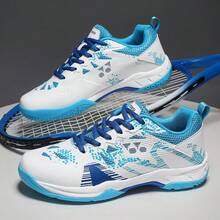 Zapatos profesionales de bádminton de unicolor unisex, adecuados para deportes interiores y exteriores, con función de absorción de impactos y antideslizante, también adecuados para tenis de mesa - Celeste - Ver 6