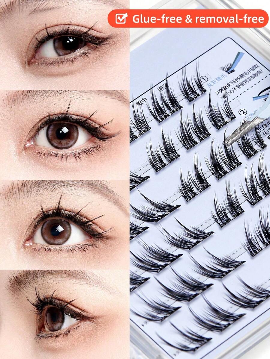 OEIEZ Mi giả không cần keo, độ bám dính cao, mi cong tự nhiên và nhẹ, dành cho nữ, dự tiệc, câu lạc bộ, dụng cụ trang điểm. - Xem 1