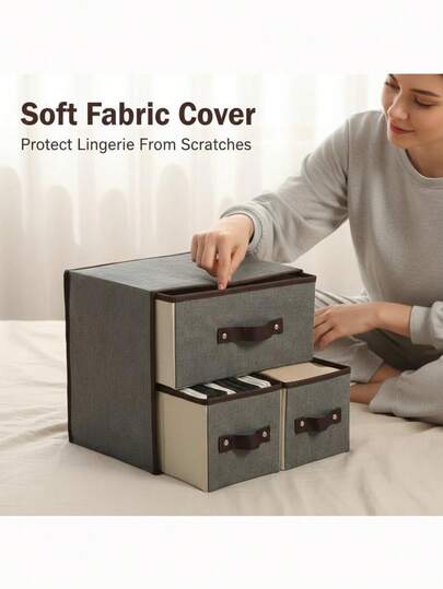 Closet Storage 3 Drawer Fabric Organizer Foldable Dresser Unit With Handles For Underwear Socks Bedroom Nightstand Dorm