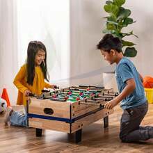 BREEZEE Mesa Multijuegos 4 en 1, Tamaño Portátil, Mesa Futbolito, Mesa de Billar, Mesa de Hockey de Aire y Mesa de Pong, Mesa Multijuegos para Adultos Y Niños con Juegos Intercambiables - 1 - Ver 2