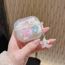1pc Cute Cartoon Transparent Earphone Case With Pendant, Suitable For Samsung Galaxy Wireless Earbuds Protective Cover - Multicolor - View 14