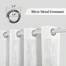 Melodieux White Linen Textured Semi Sheer Curtains 84 Inch Long for Living Room Bedroom Rustic Flax Linen Grommet Voile Drapes 52 by 84 Inch 2 Panels - Blanco - Ver 3