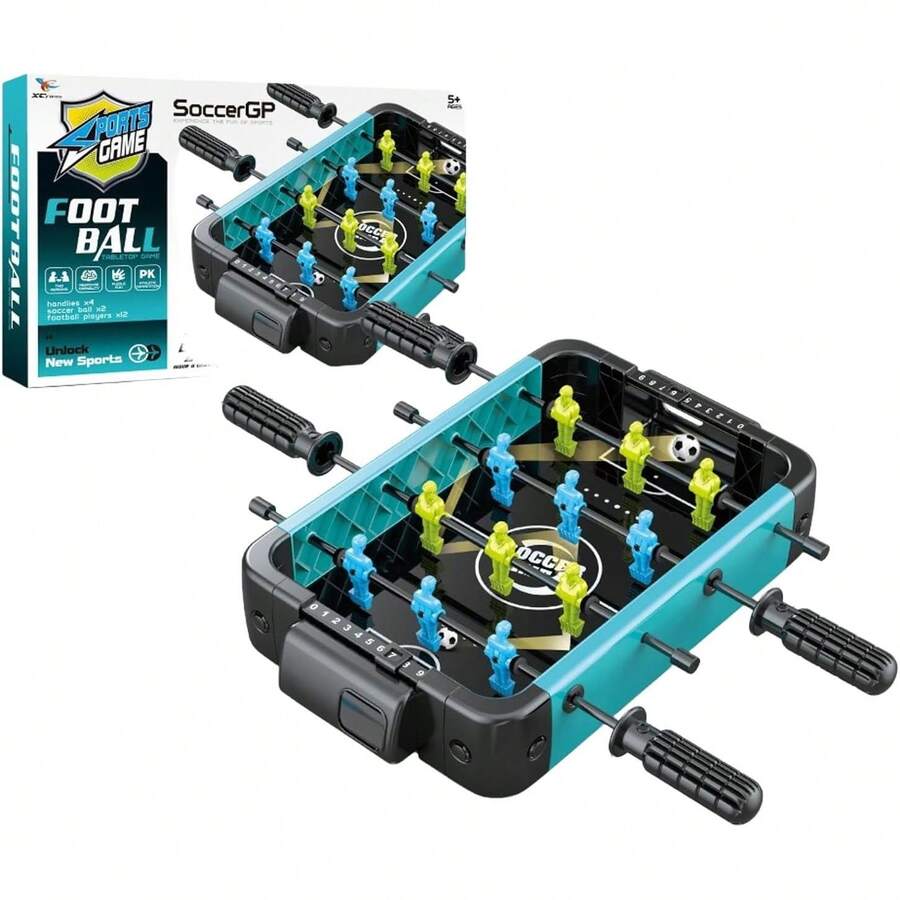 Mesas de Futbolín con Caja Protable, Juego de Futbolín de Mesa Juegos Deportivos de Competición, Juego de Fútbol de Escritoriocon 2 Balones para una Noche de Juegos Divertida - Azul marino - Ver 1