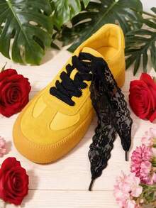 3.5cm Lace Trim Shoelaces, Ballet Style - 1 Pair 100cm Length, Suitable For Dress Shoes Lace Accessories - Black - View 8