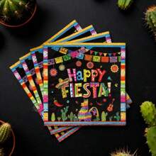Mexican Cocktail Napkins, 20pcs/40pcs/60pcs, 2-Ply May 5th Colorful Disposable Paper Tissues, Luncheon Dinner Napkins For Mayo Dance Pinata Taco Theme Birthday Party Decorations For Taco Night Celebration, Birthday Party Favors - View 3