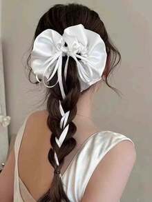 半条缎面蝴蝶结飘带，布艺发圈，新款优雅发饰，多功能发绳，柔软飘逸 - 彩色 - 查看 6