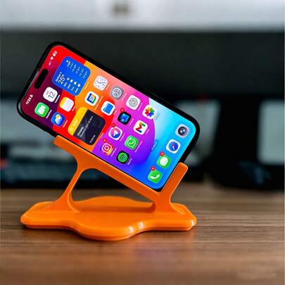 1 cái Giá đỡ điện thoại để bàn 16x11.4x8.3cm/6.3x4.49x3.27in, Giá đỡ điện thoại chống trượt ổn định, Giá đỡ điện thoại bằng nhựa bền, Phong cách tối giản hiện đại, Màu đen mờ/cam, Thiết kế cong tiện dụng, Đế chống trượt, Phù hợp với mọi điện thoại thông minh, Xem rảnh tay trên bàn làm việc, giường ngủ, nhà bếp