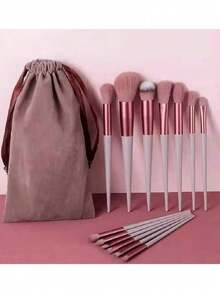 13pcs Makeup Brush Set + 1 Random Color & Shape Makeup Sponge, Eyeshadow, Foundation, BB Cream, Concealer Brushes, Blush, Powder Puff, Soft Full Set Makeup Tools For Women - Brown - View 4