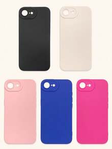 5pcs Dopamine Color Phone Cases, Minimalist Solid Color Phone Cases, Lens Protection Phone Cases, Compatible With IPhone & Galaxy, Black, White, Pink, Rose Red, Blue Phone Cases, Phone Cases, Galaxy Series Phone Cases, Case Compatible With IPhone 17 Pro Max, Covers, Cute Phone Cases, 11, 13, 14, 15, 16, Etc.,International Version, Not The Domestic Version - Multicolor - View 56