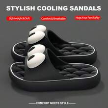 OBOVAY Pantuflas con decoración de ojos lindas para hombres - Negro - Ver 2