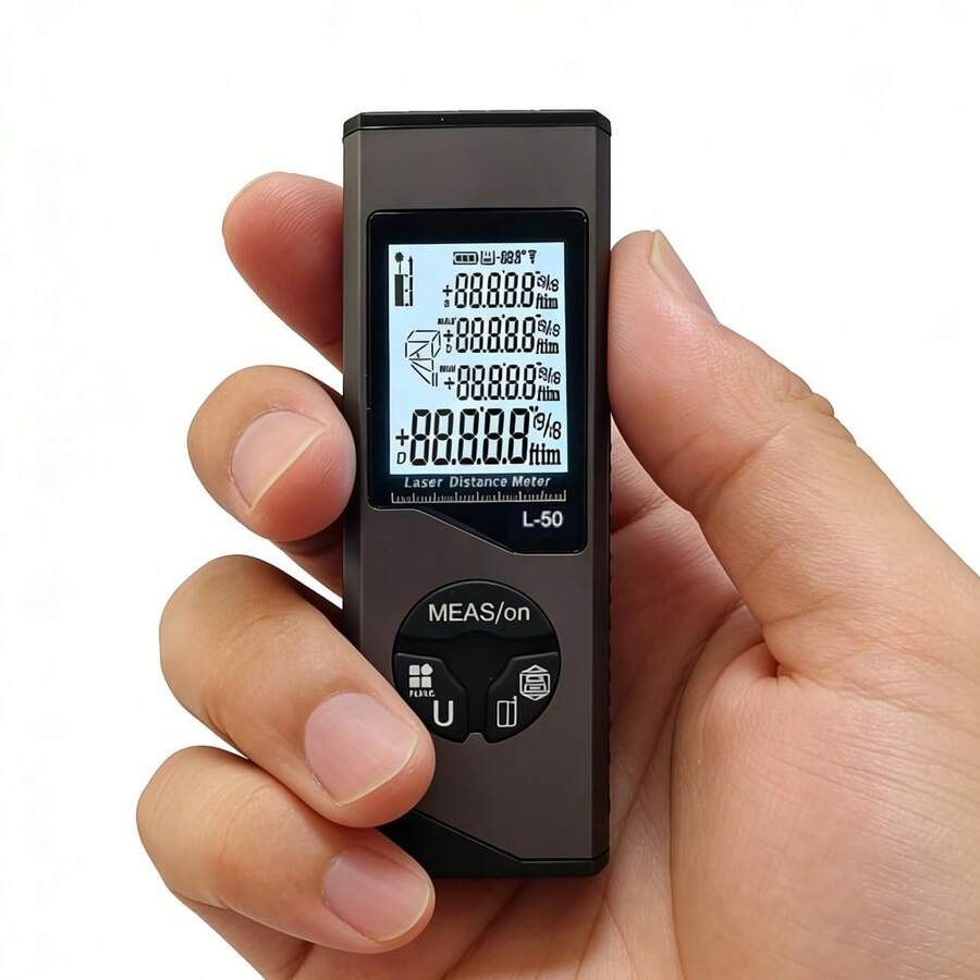 Máy đo khoảng cách laser kỹ thuật số mini 50m, máy đo khoảng cách laser cầm tay với độ chính xác 3mm, dụng cụ đo đa chức năng bằng hợp kim nhôm có thể sạc lại. - L50 - Xem 1