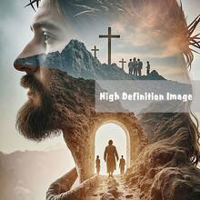 1pc Surreal Jesus Cross Canvas Wall Art, Religious Resurrection Scene With Cave And Silhouette Canvas Poster Print Suitable For Living Room And Prayer Room Decoration, Christian Faith Poster, Canvas Painting, Wall Decor Gift, Unframed - Retro - View 5